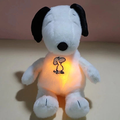 New Modes Baby Breathing Soothing Snoopy Dog  Sleeping Companion Music and Light Plush Doll Toy best Christmas gift ﻿
