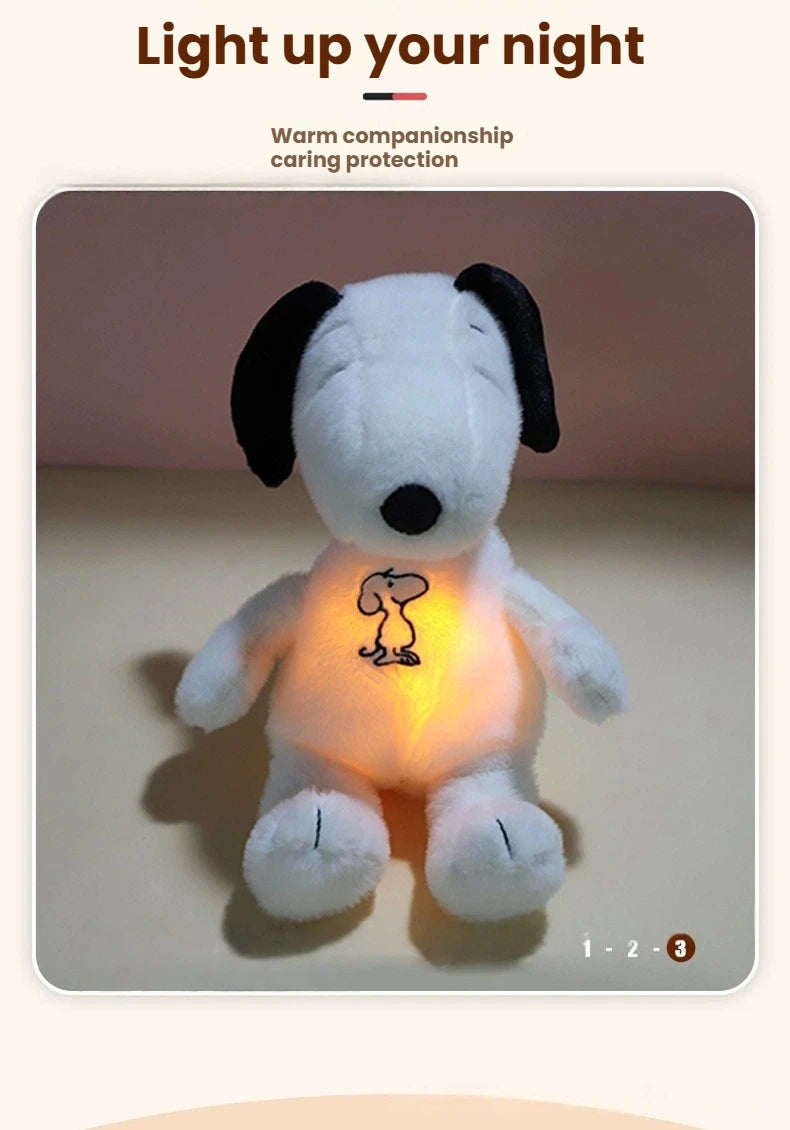 New Modes Baby Breathing Soothing Snoopy Dog  Sleeping Companion Music and Light Plush Doll Toy best Christmas gift ﻿