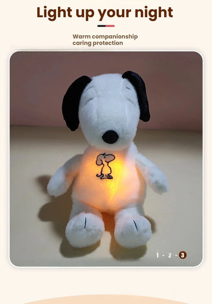 New Modes Baby Breathing Soothing Snoopy Dog  Sleeping Companion Music and Light Plush Doll Toy best Christmas gift ﻿