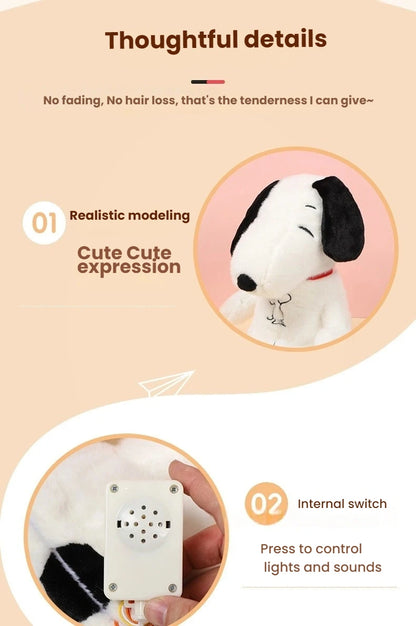 New Modes Baby Breathing Soothing Snoopy Dog  Sleeping Companion Music and Light Plush Doll Toy best Christmas gift ﻿